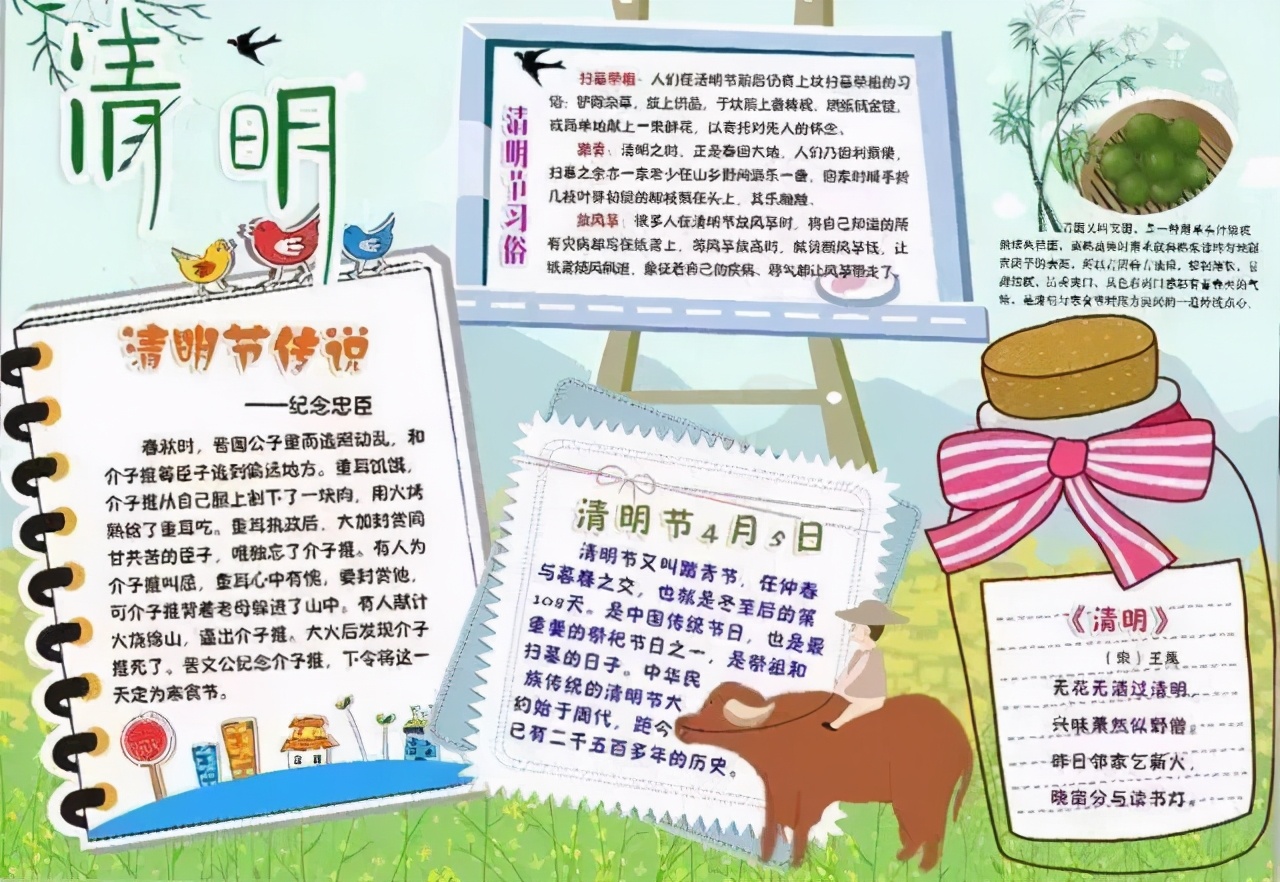清明习俗介绍手抄报内容,清明手抄报简单又漂亮10分钟搞定