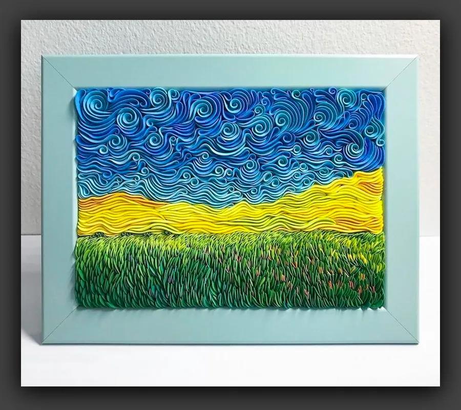 轻粘土手工风景画作品,超轻粘土制作简单的风景画