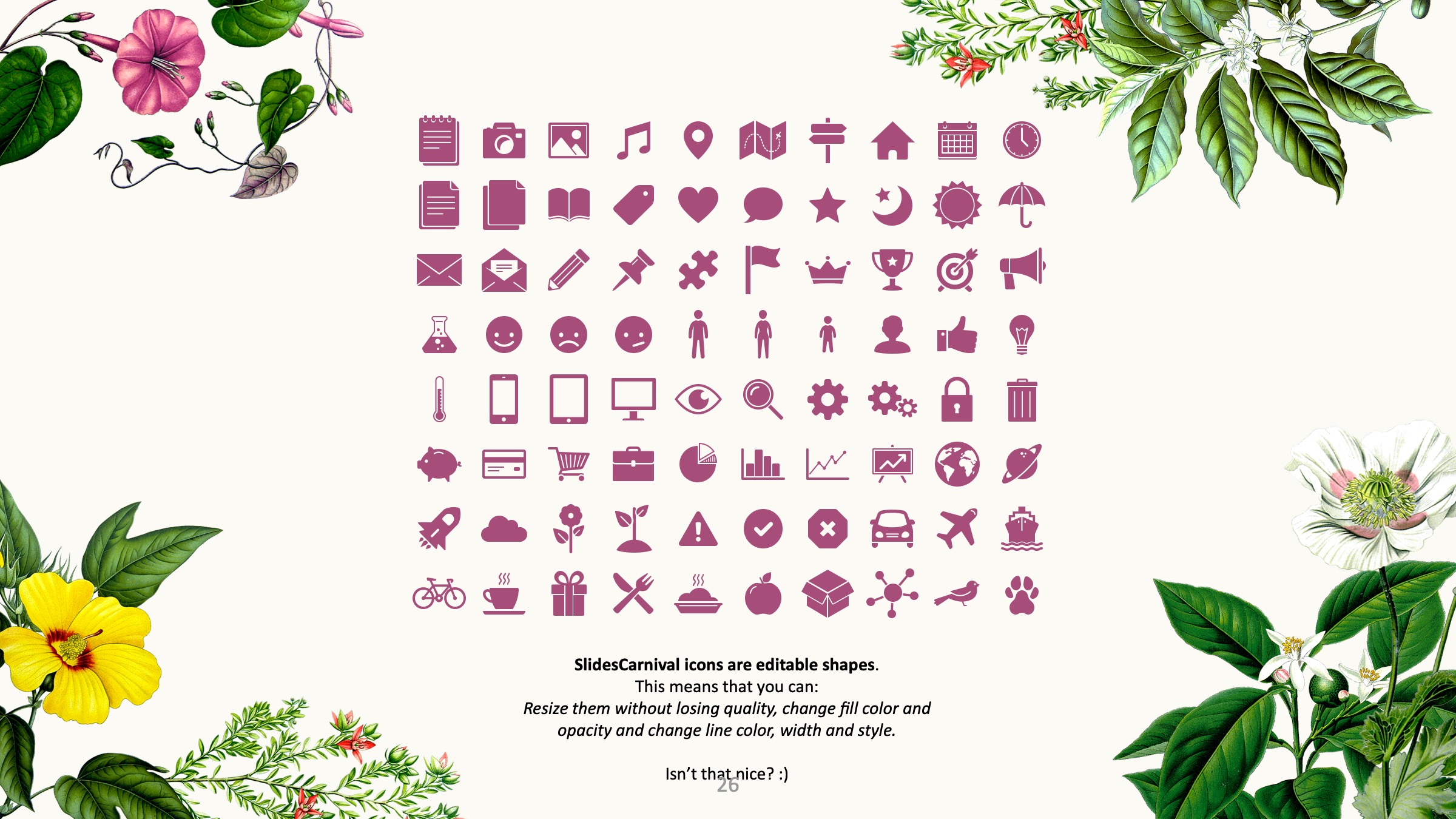 PPT植物插图模板——可免费*载下**，一键替换文字