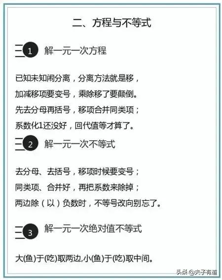 初中数学必背100个口诀,初中数学基础知识归纳思维导图