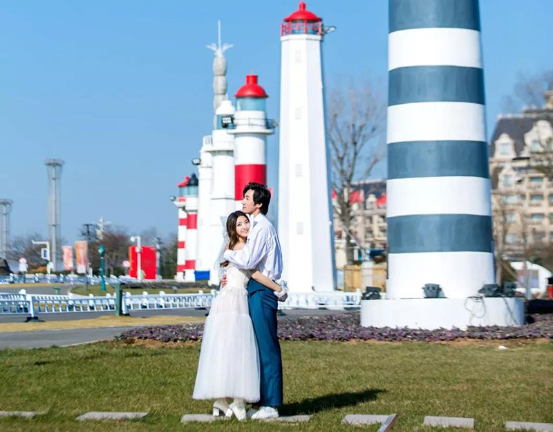 金沙滩青岛婚纱摄影场景,青岛金沙滩婚纱照成片