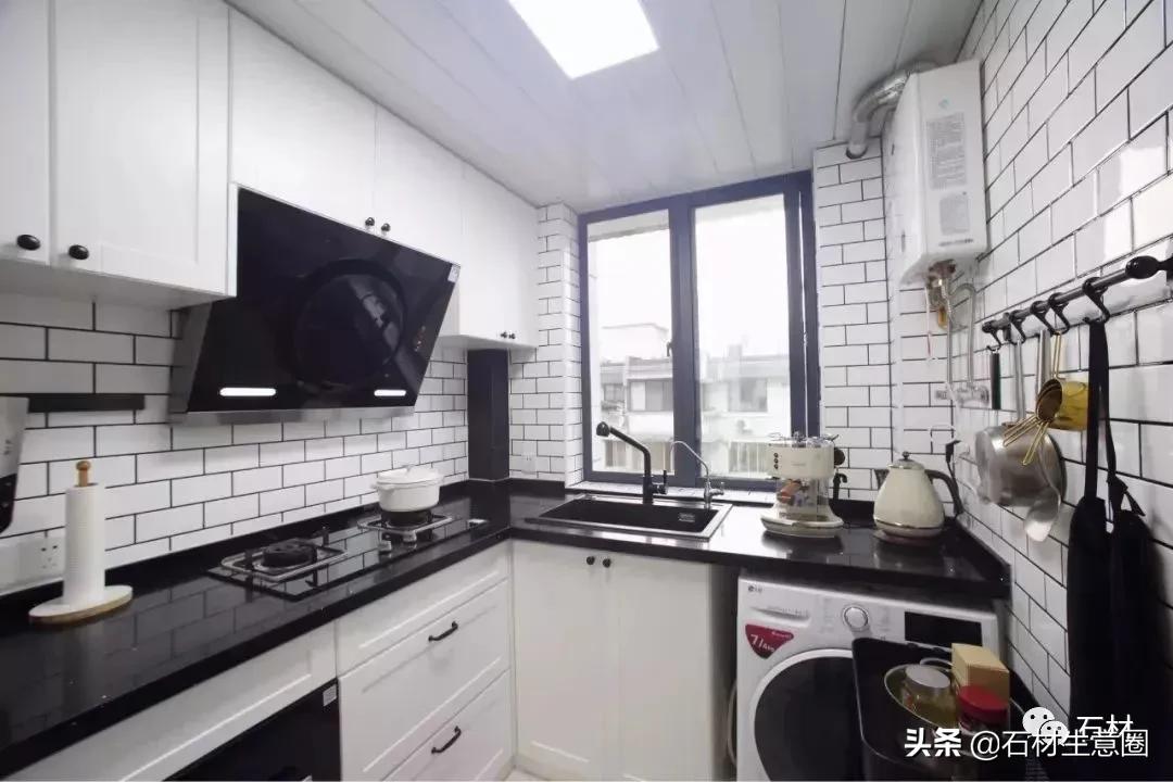 厨房灶台黑色白色柜子效果,黑灰色厨房灶台效果图