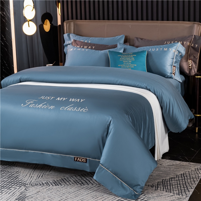 全棉澳绒刺绣四件套,新款80支长绒棉高端刺绣四件套