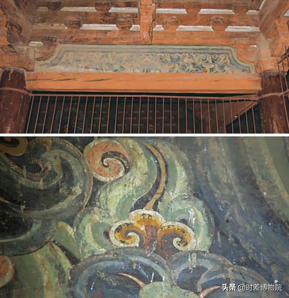 山西五台山佛光寺壁画,佛光寺阿弥陀佛头顶壁画
