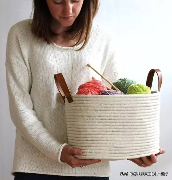 手工用绳子编织篮子简单又好看,怎样手工编篮子