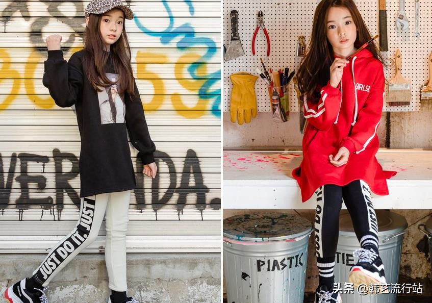 女童韩系风加绒连帽卫衣,2019秋女童流行卫衣
