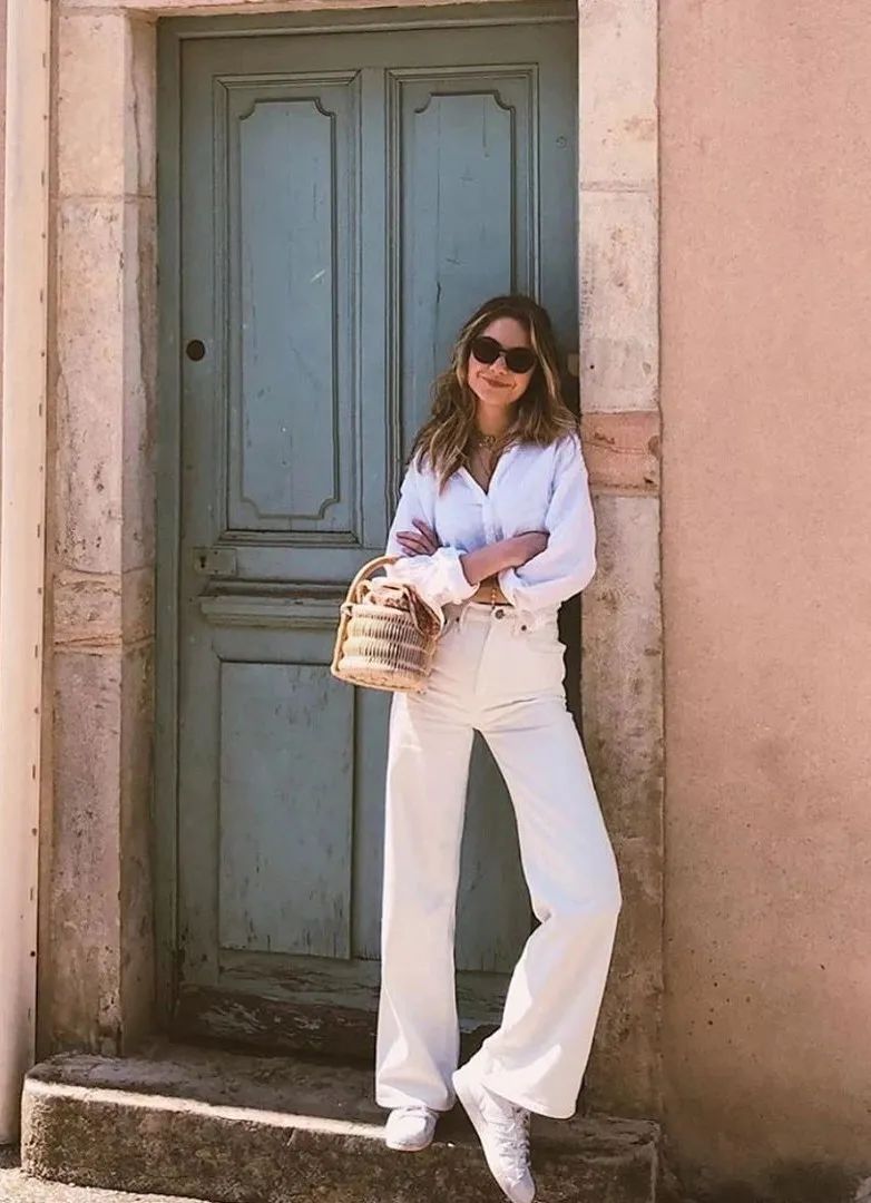 小白裤如此穿搭尽显高级感,夏季薄款纯白色八分小白裤女士