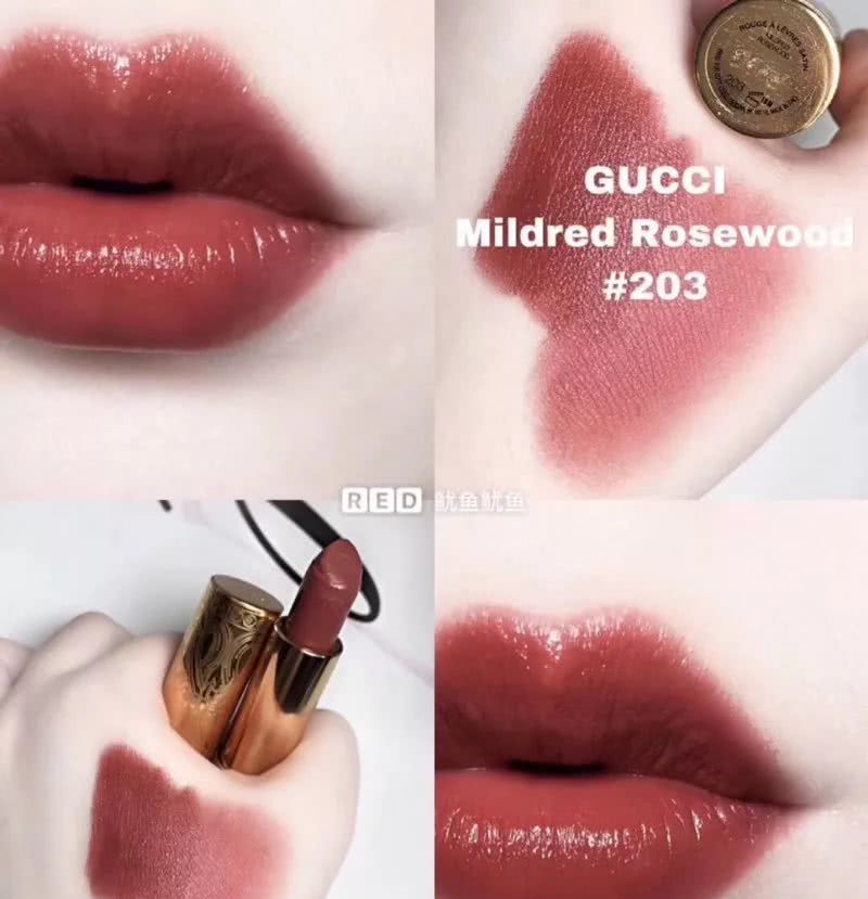 gucci201口红属于什么色,gucci口红金管505试色