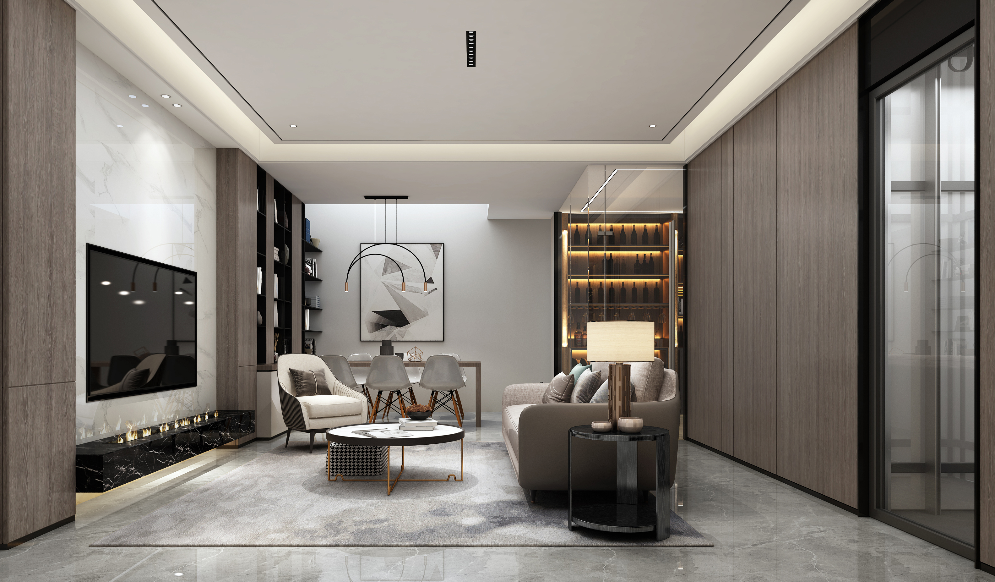 原木客厅电视柜什么样的好看,别墅客厅大板电视柜