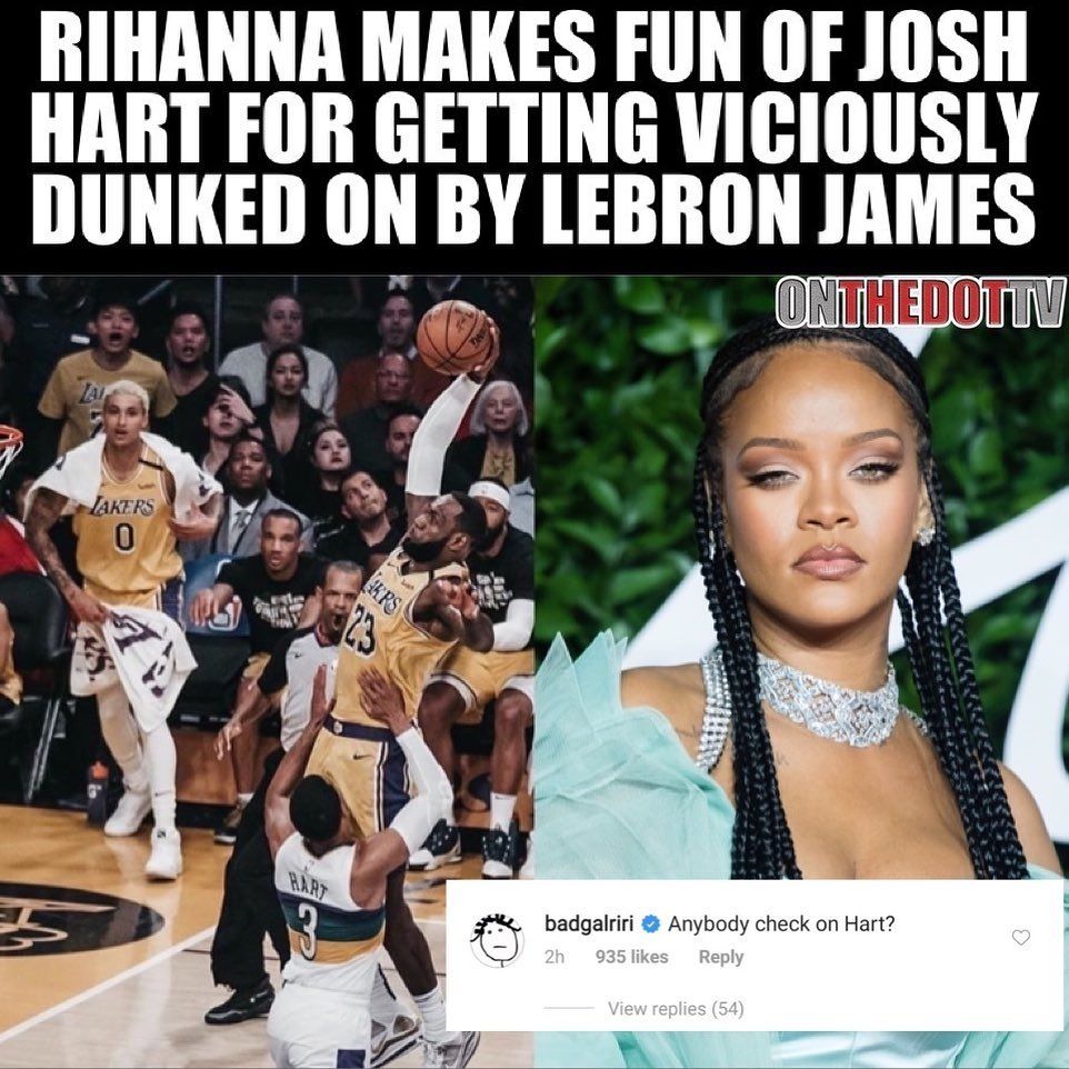 蕾哈娜和詹姆斯破纪录,詹姆斯休战浓眉40分