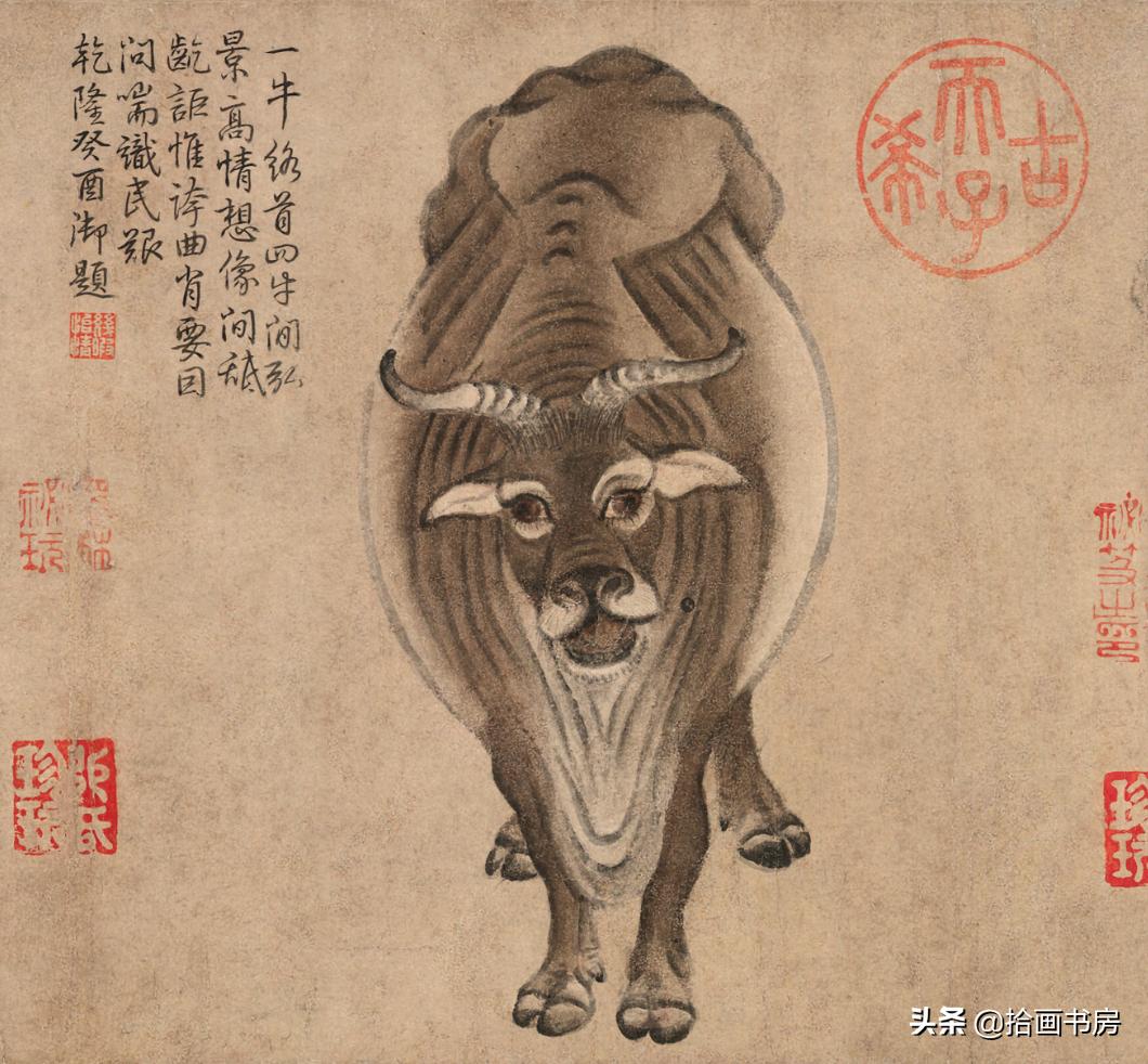 韩滉五牛图用厚重的线条,韩滉《五牛图》高清图