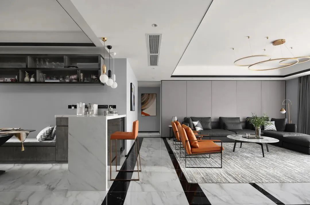 吧台设计效果图客厅到餐厅的隔断,客餐厅吧台隔断柜简约现代