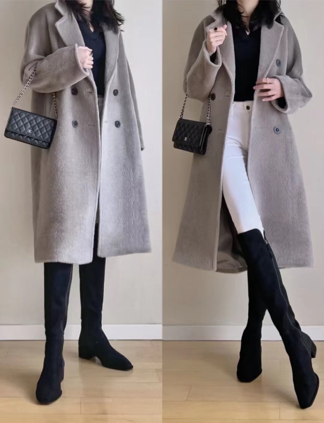 大衣搭长靴知性十足,大衣配阔腿裤让你气场翻倍
