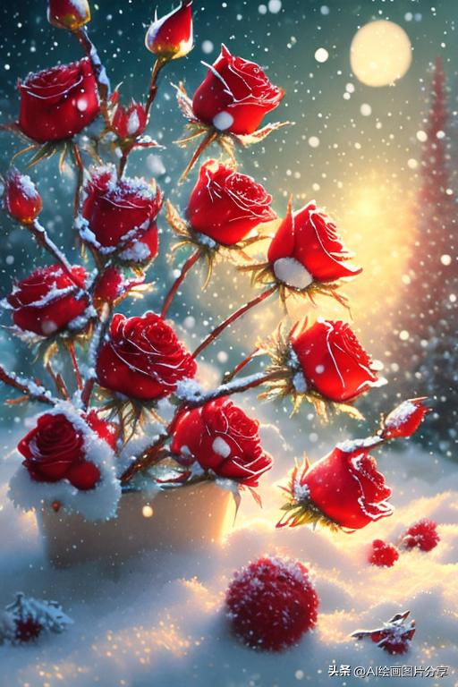 ai绘画花的图片,ai绘画雪地玫瑰花教程