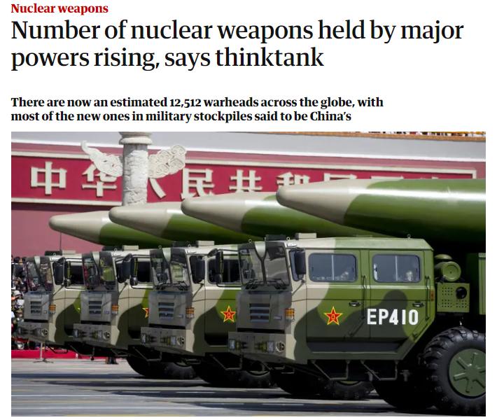 中国增加核*器武**导致全球紧张？西方又选择性失明，美俄仍是核强国