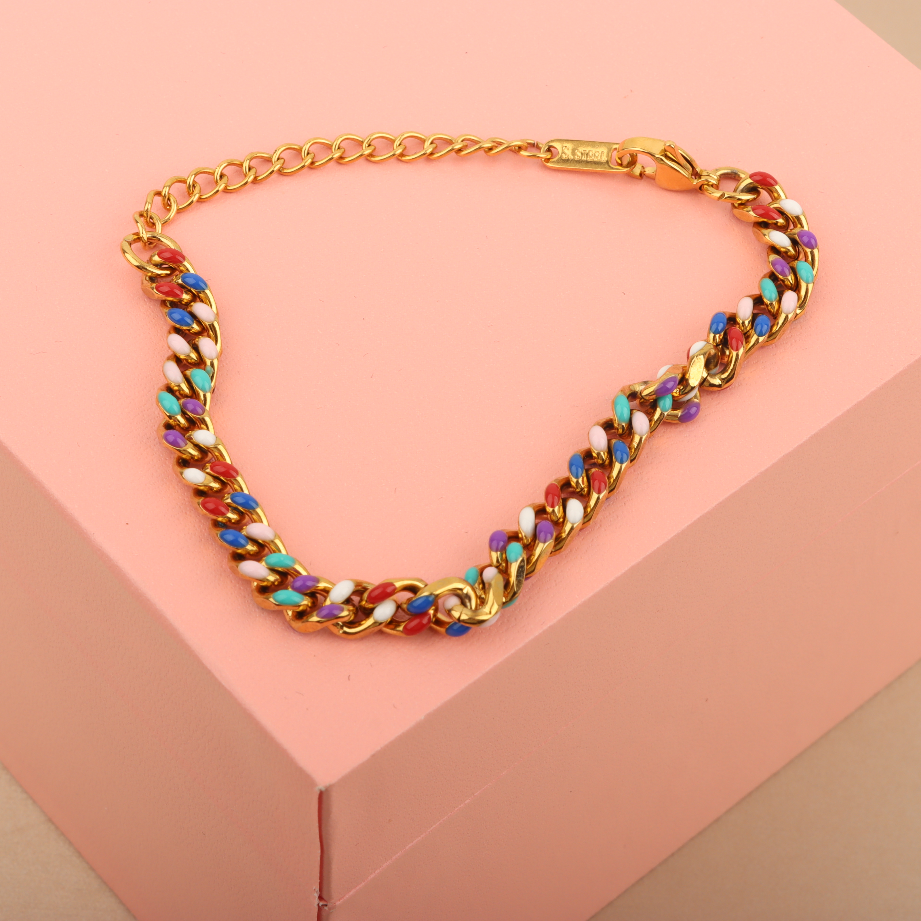 七彩手链木质,七彩锆石手链