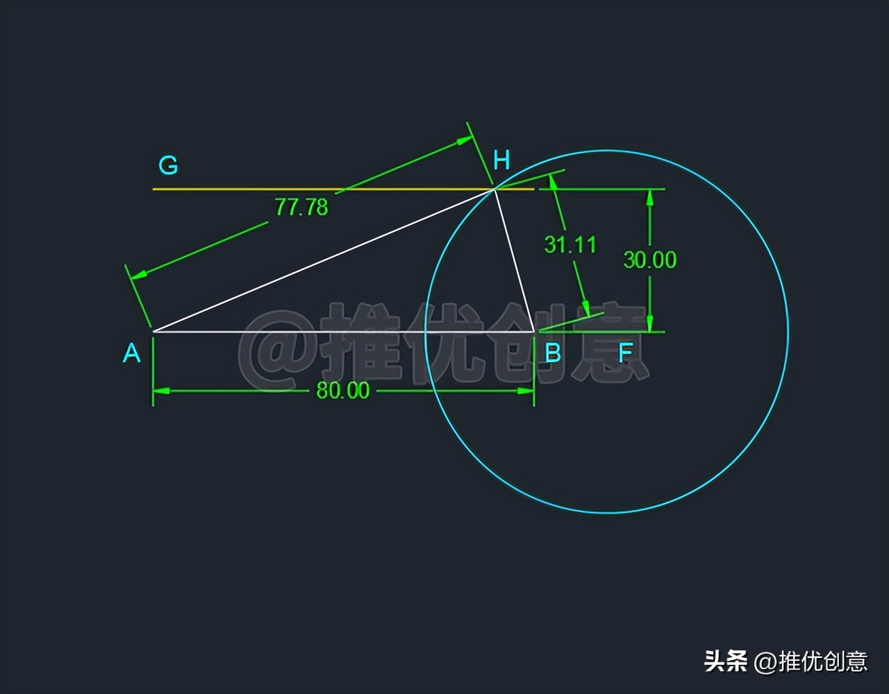 阿氏圆绘图实例教程（二）阿波罗尼斯圆autocadcad教学CAD练习题