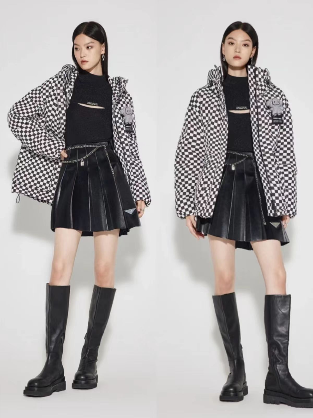 今冬不流行穿“动物纹”了，换成“千鸟格”、“棋盘格”，更优雅