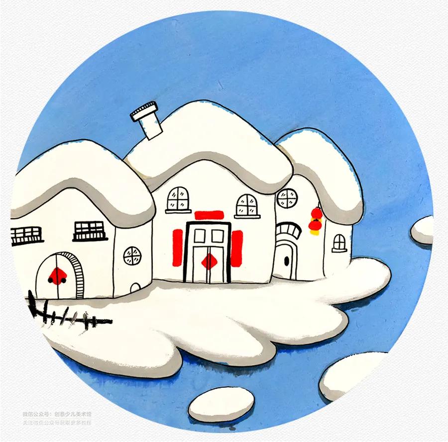 小鸭走在雪地上儿童画,儿童画雪景画法步骤