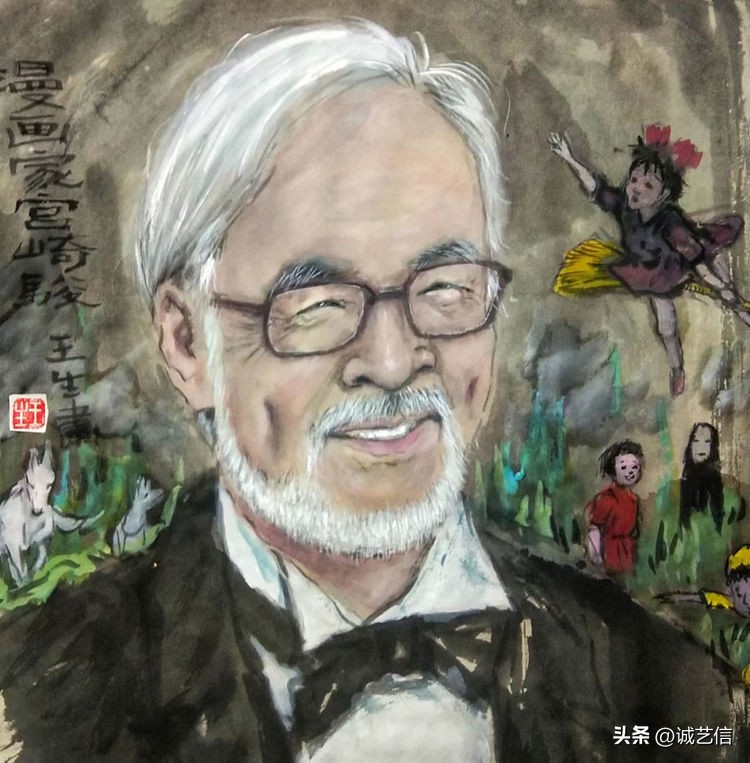 动画大师宫崎骏肖像漫画