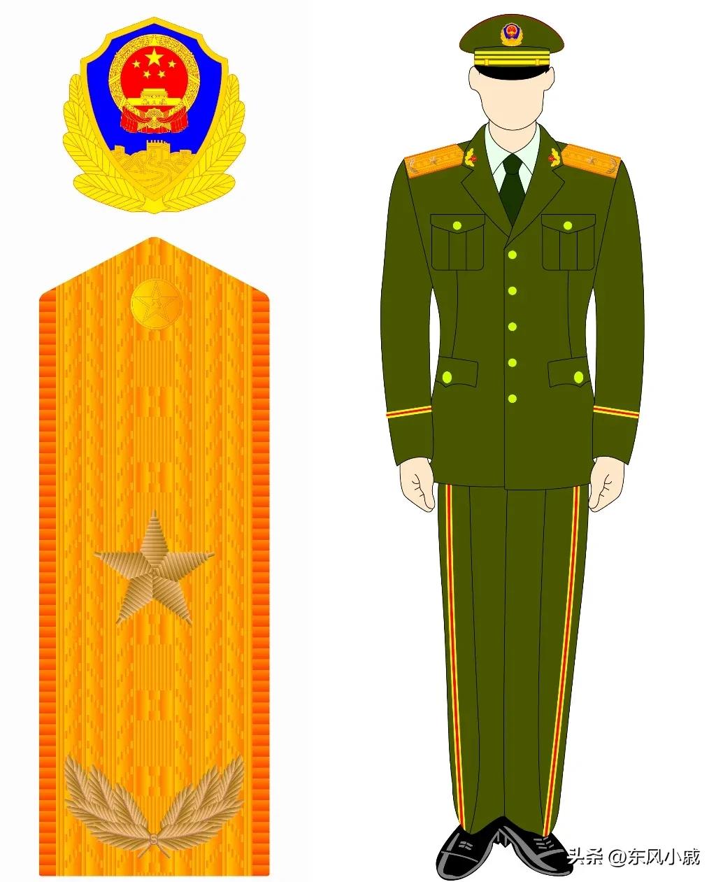 99式*警武**部队警衔，颜值最在线的一套军衔和军服
