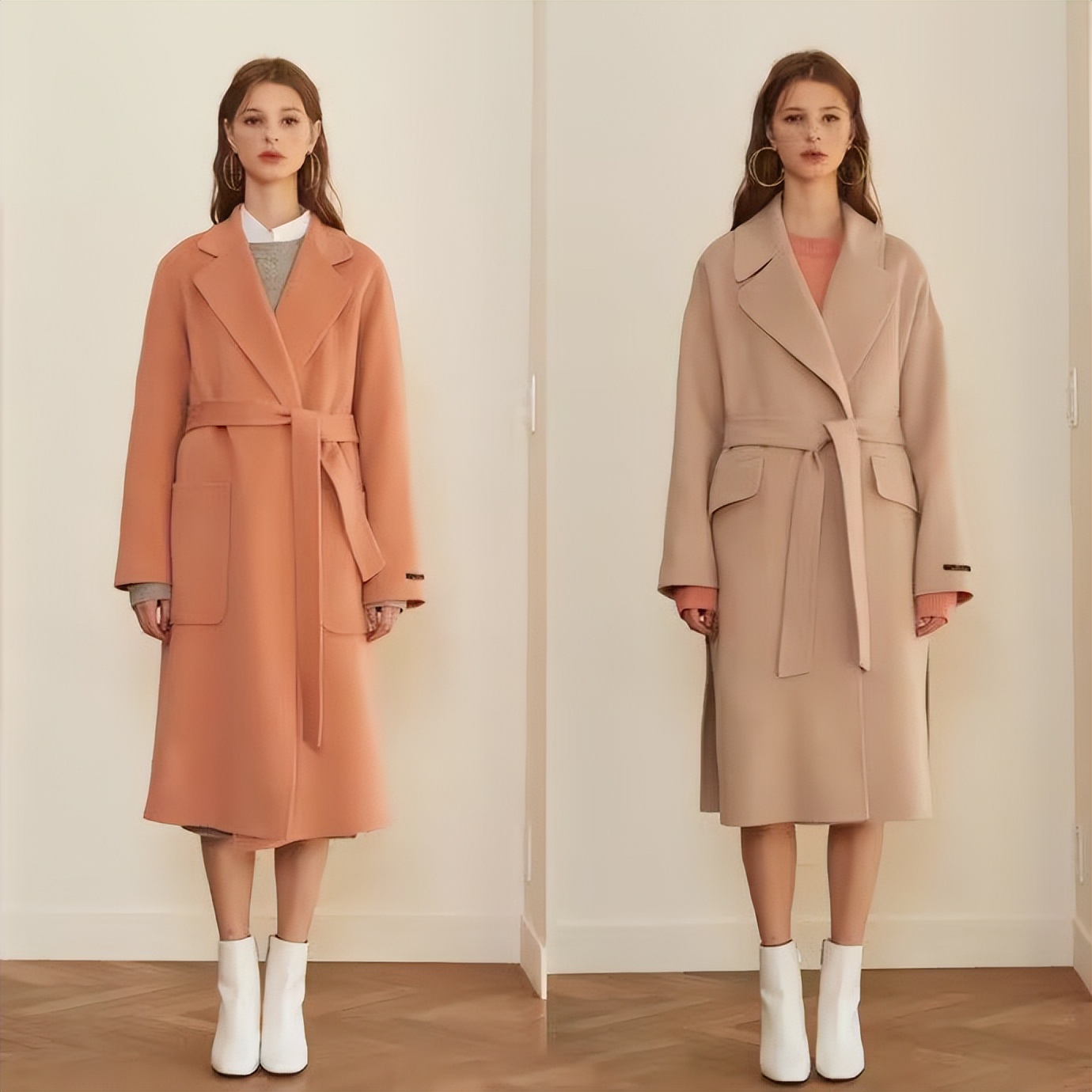 端庄优雅气质羊毛大衣长款米白色,什么颜色的大衣不过时还显白