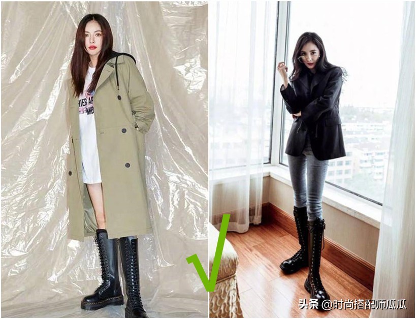 马丁靴鞋很长筒搭配什么裤子,系带马丁靴矮靴怎么搭配裤子好看