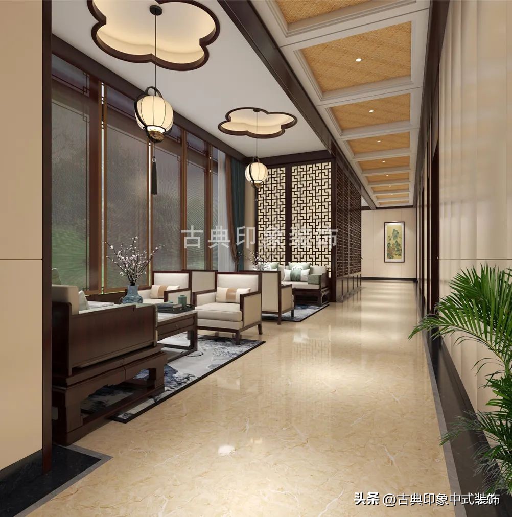 江南风格室内装修设计会所,中式园林会所效果图