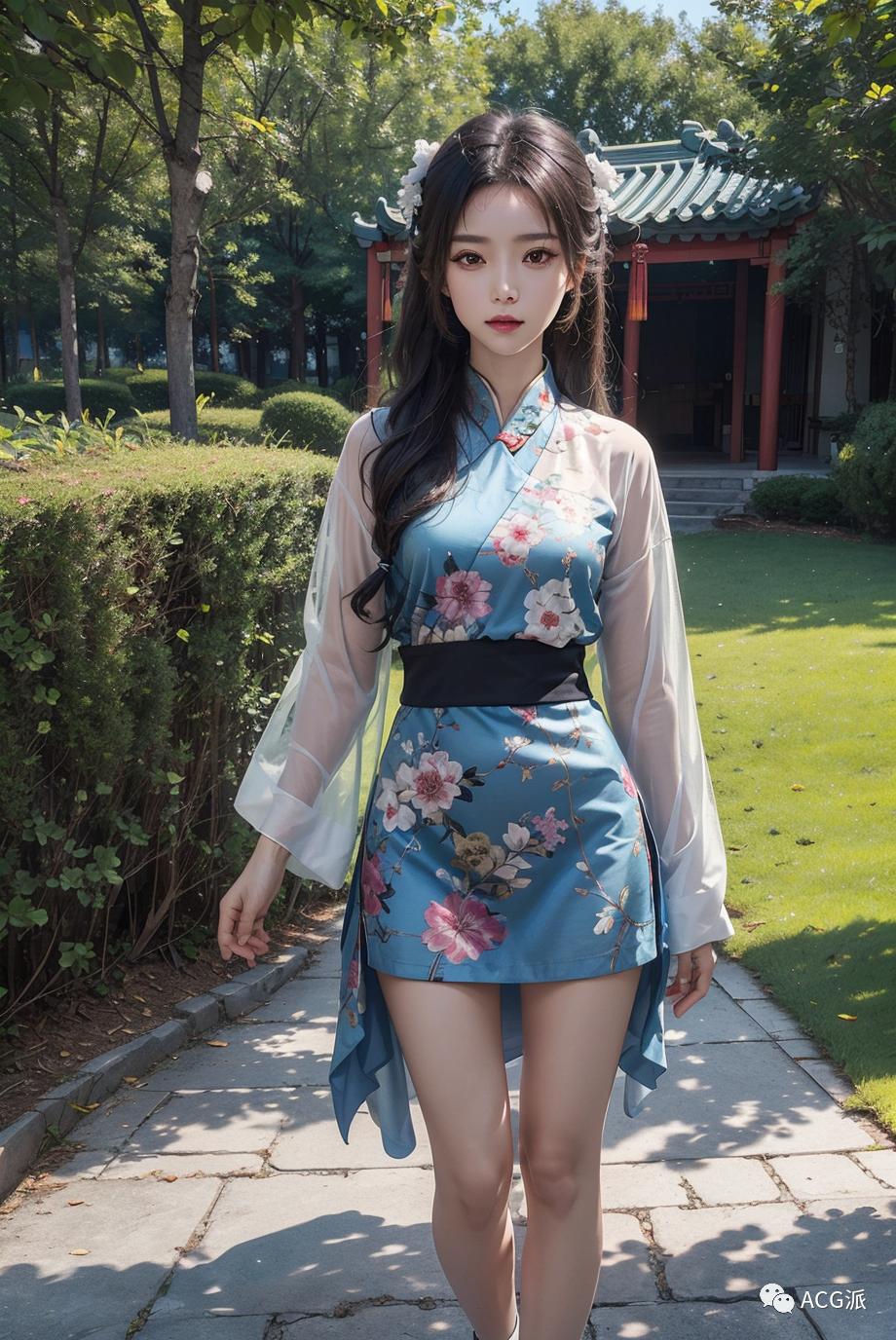 ai绘画暗黑系古风少女,古风高马尾绘画女