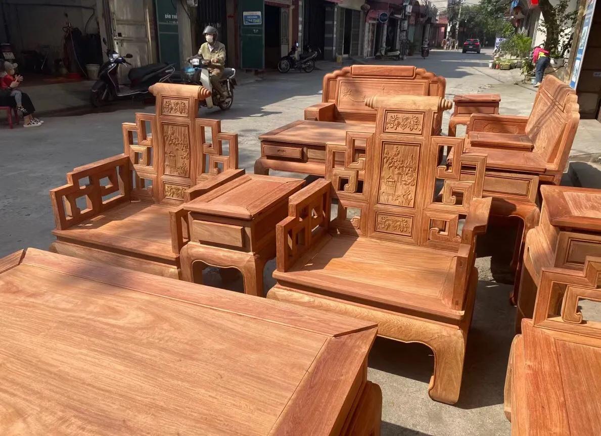 缅甸花梨家具沙发十一件套多少钱,缅甸花梨凤凰纹沙发十件套