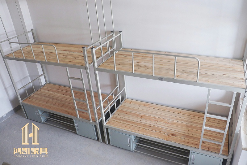 鸿凯家具|实拍广西南宁技师学院新宿舍双层铁架床