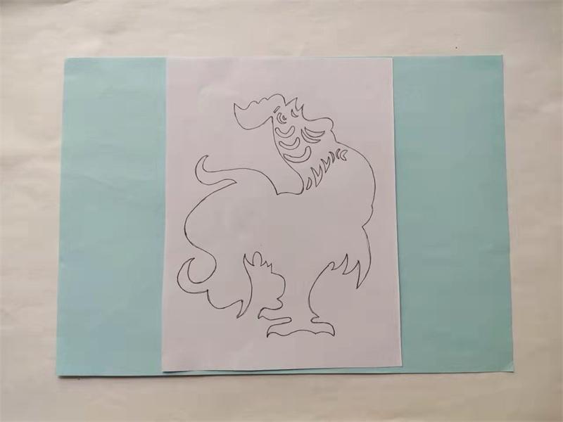 雄鸡的剪纸图解,雄鸡剪纸图