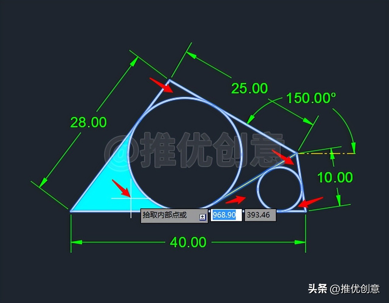 利用多边形作辅助绘制圆弧cad教程,cad平行四边形画图教程