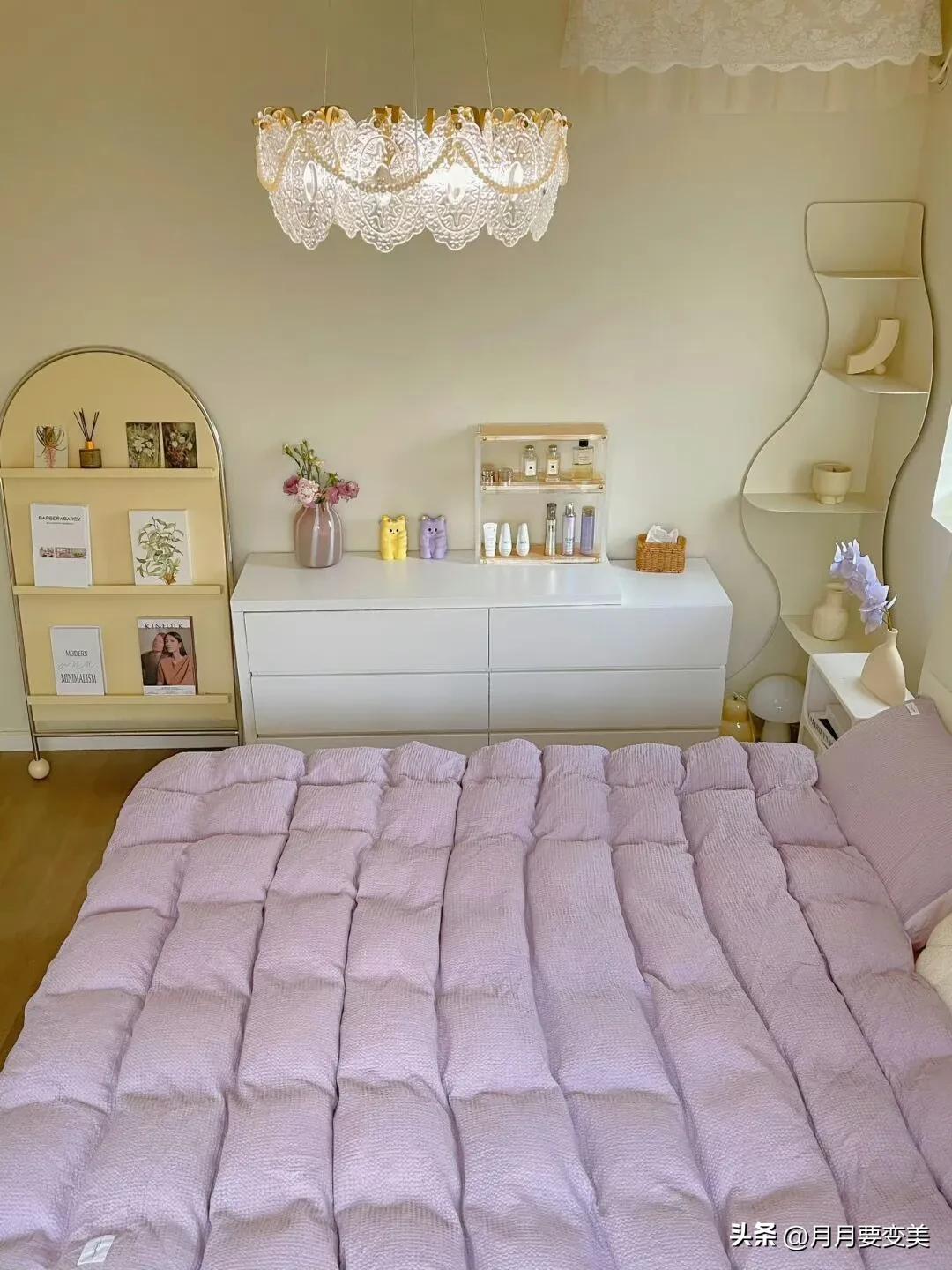 紫色卧室装修效果,卧室粉紫系装修