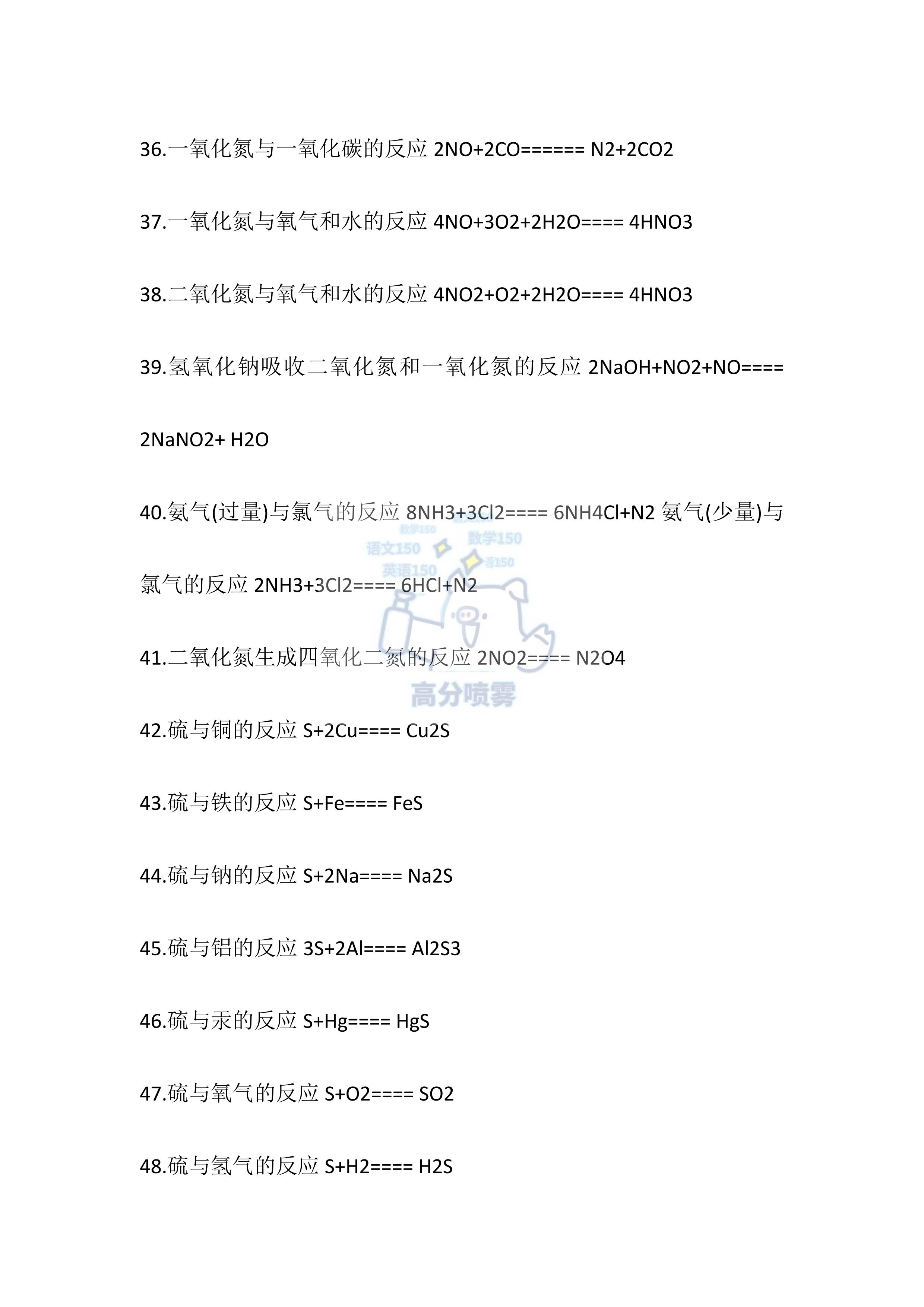高中12个必须掌握的化学方程式,高一必背化学方程式及离子方程式