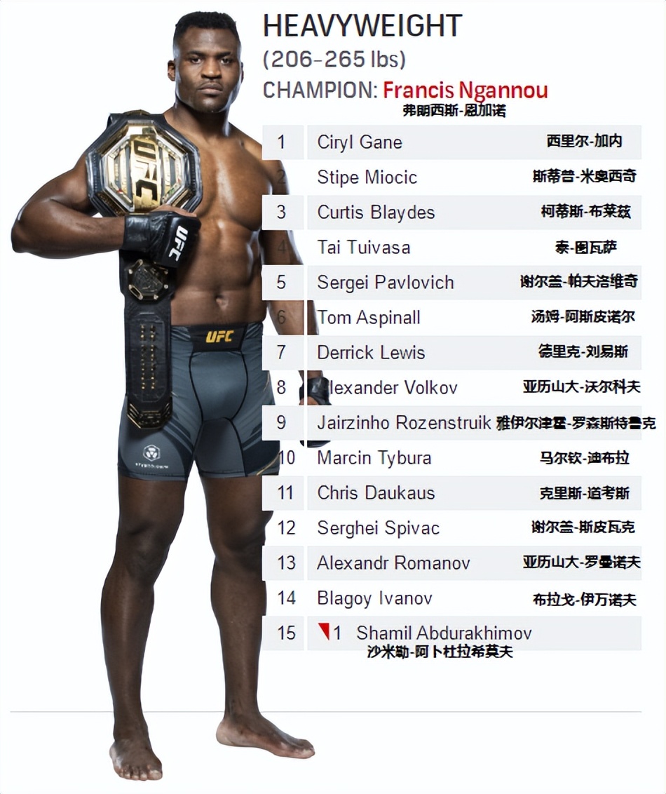 ufc排名各量级第一,男子雏量级ufc排名