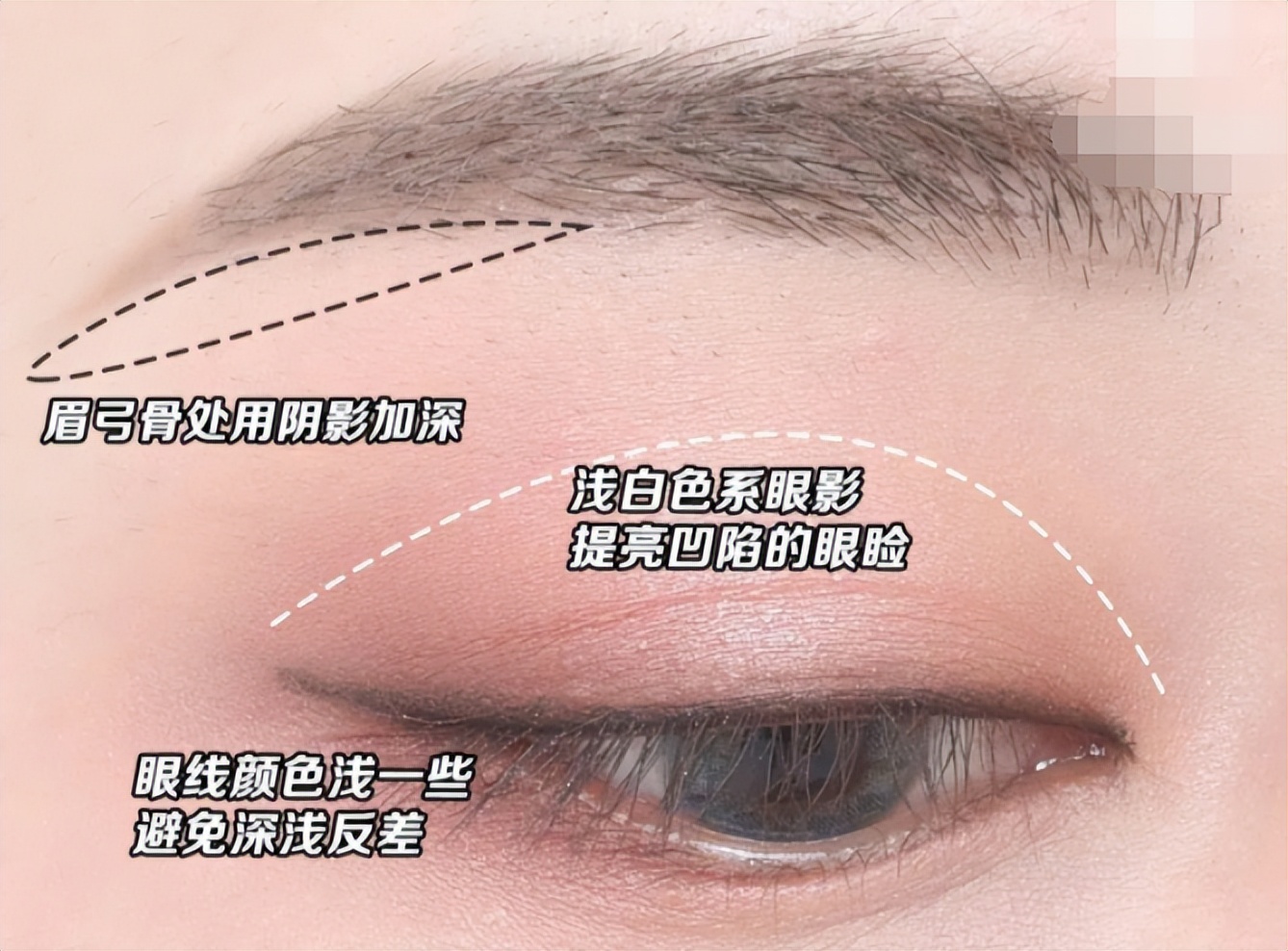 大小眼化妆教程日常妆新手初学者,眼妆肿眼泡新手初学化妆教程