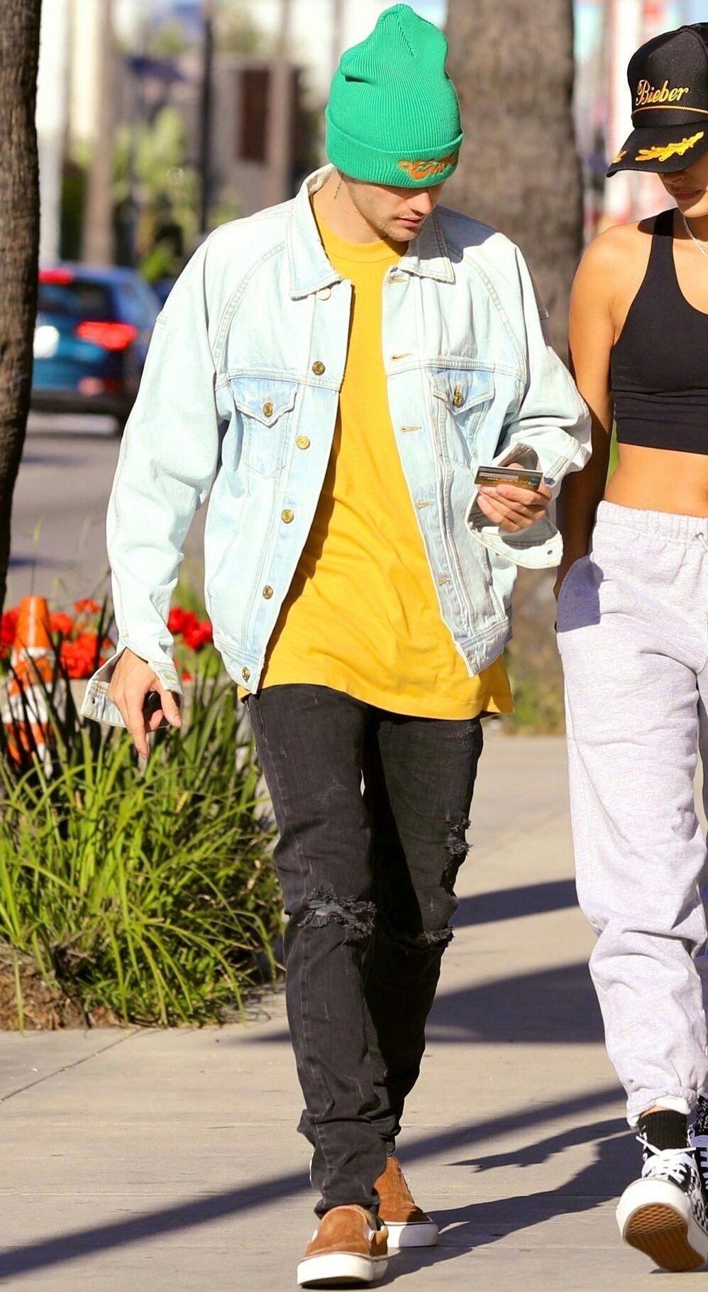 贾斯汀比伯黑色牛仔夹克,贾斯汀比伯fearofgod牛仔外套