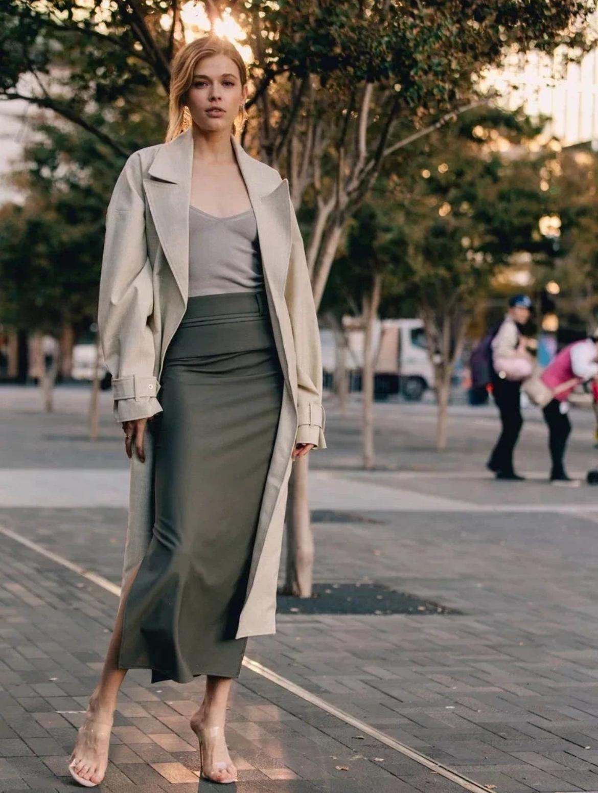 早春半裙中长款,春天选择半裙简单优雅又时尚