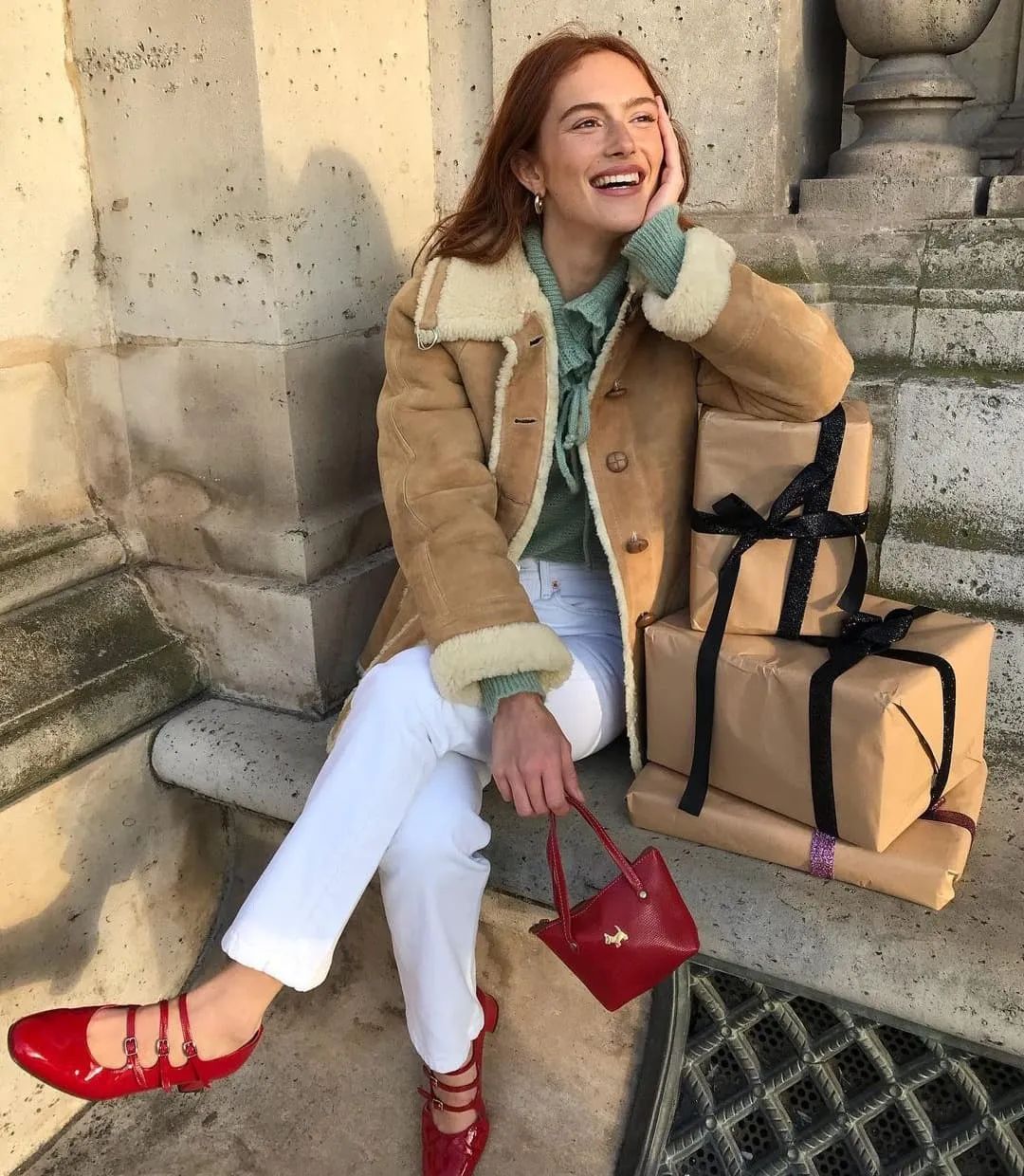 中长款羊羔毛外套怎么穿好看,冬天穿羊羔毛外套