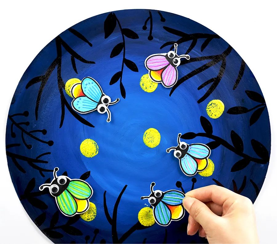 儿童画教程|暑假创意美术课程--夏日萤火虫