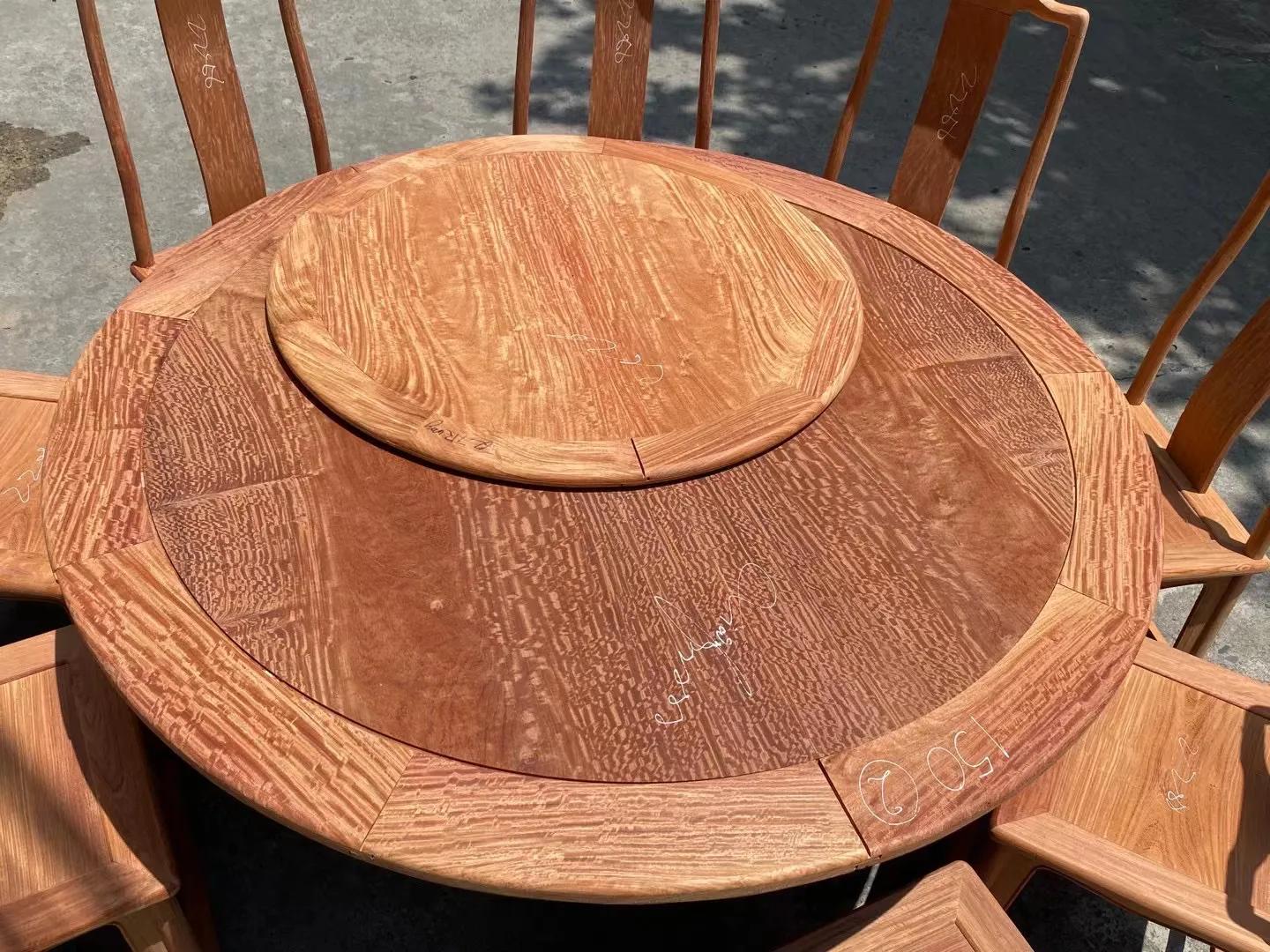 厦门缅甸花梨木餐桌种类,缅甸花梨圆餐桌