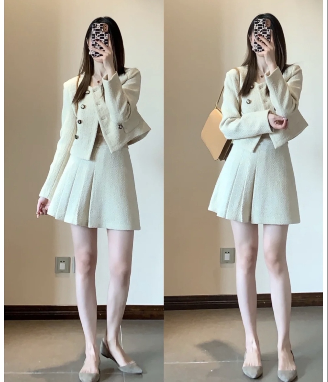 冬季流行鱼尾裙短款羽绒服穿搭,深色羽绒服搭配什么色的半身裙