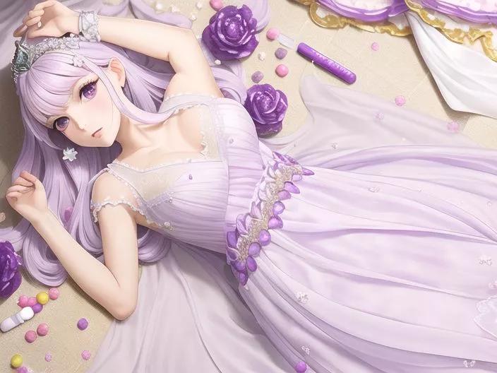 ai绘画国漫紫色礼服裙女神,二次元ai绘画美女壁纸