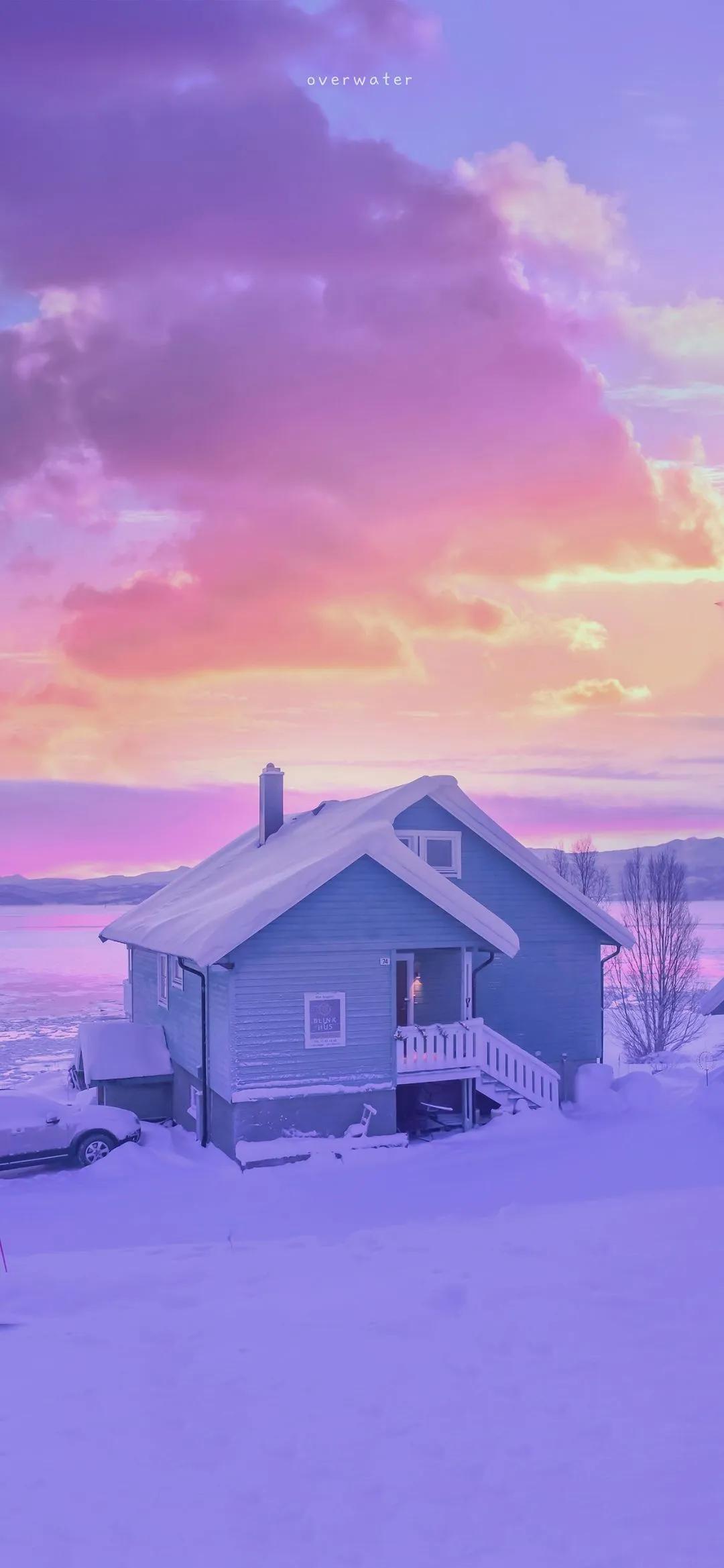 治愈系紫色手机壁纸,主屏和锁屏壁纸一对紫色