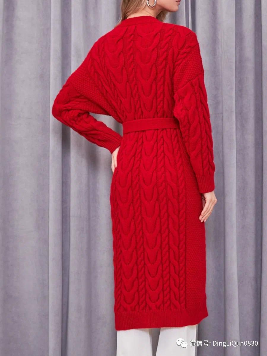 针织开衫中长款编织图,两种颜色的针织开衫编织教程