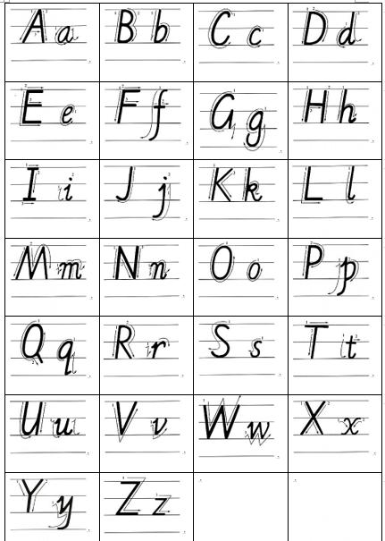 26个英语字母书写规范教学口诀,英语字母规范书写大全
