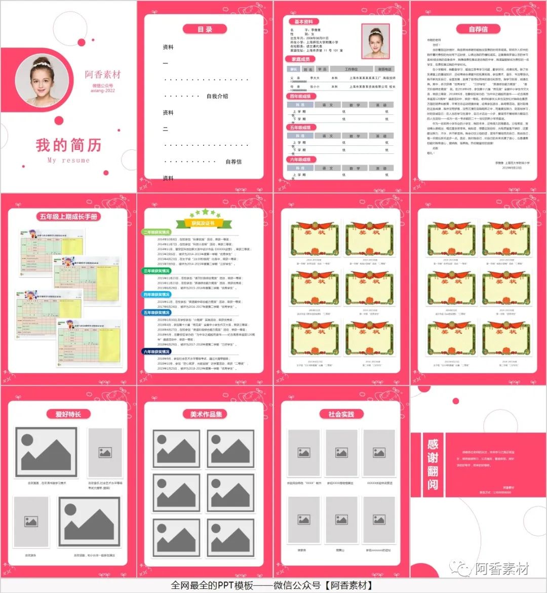 2020小升初简历ppt,小升初简历模板电子版pdf