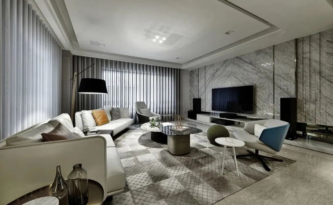 轻奢风电视背景墙大理石灰,新中式高级灰大理石电视背景墙