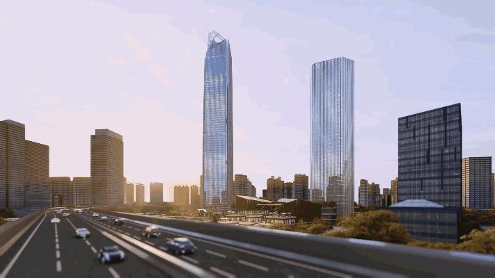 赣州新地标赣州之星,赣州赣江之星双子塔建筑工地